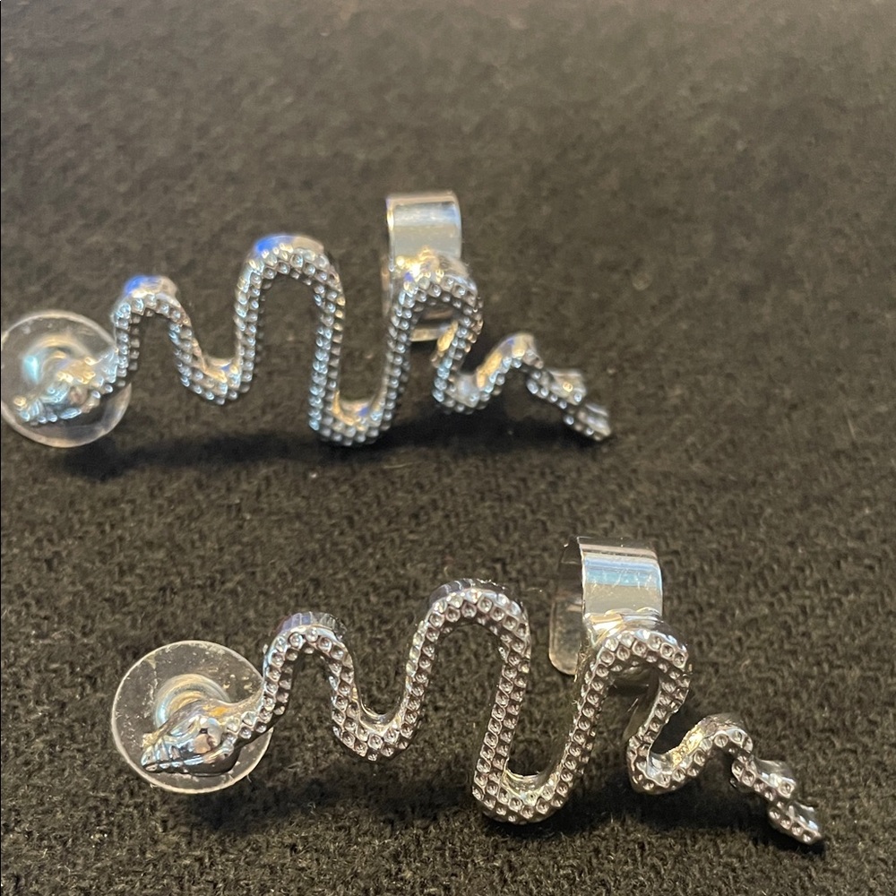Silver Snake Earrings 2”